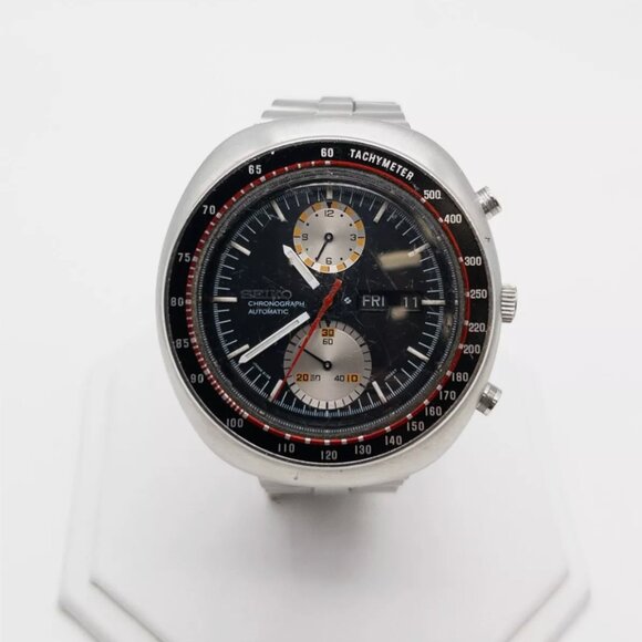 RARE Seiko Men's Black Dial Stainless Steel Ufo Watch
